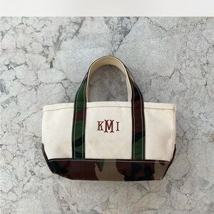 L.L. Bean Camouflage Camo Cream Canvas Tote with monogram